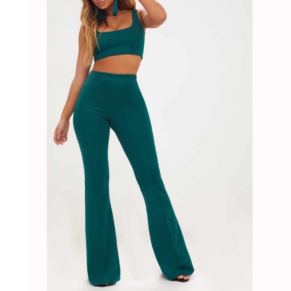 High waist extreme flare long leg trousers